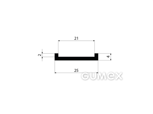 "U" Gummiprofil, 4x25/21mm, 70°ShA, EPDM, -40°C/+100°C, schwarz, 